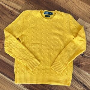 U.S. Polo Assn. Men's Bright Yellow Crewneck Sweater. 100% cashmere